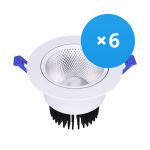Mehrfachpackung 6x LED Deckenstrahler Rund schwenkbar 12W 960lm 60D - 930  | 110mm - Ausschnitt 90mm - UGR <19