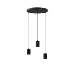 Calex Retro Suspension Luminaire Cordset Ronde Métal Noir  |incl. câble 2 Mètre - Convient pour 3xE27 